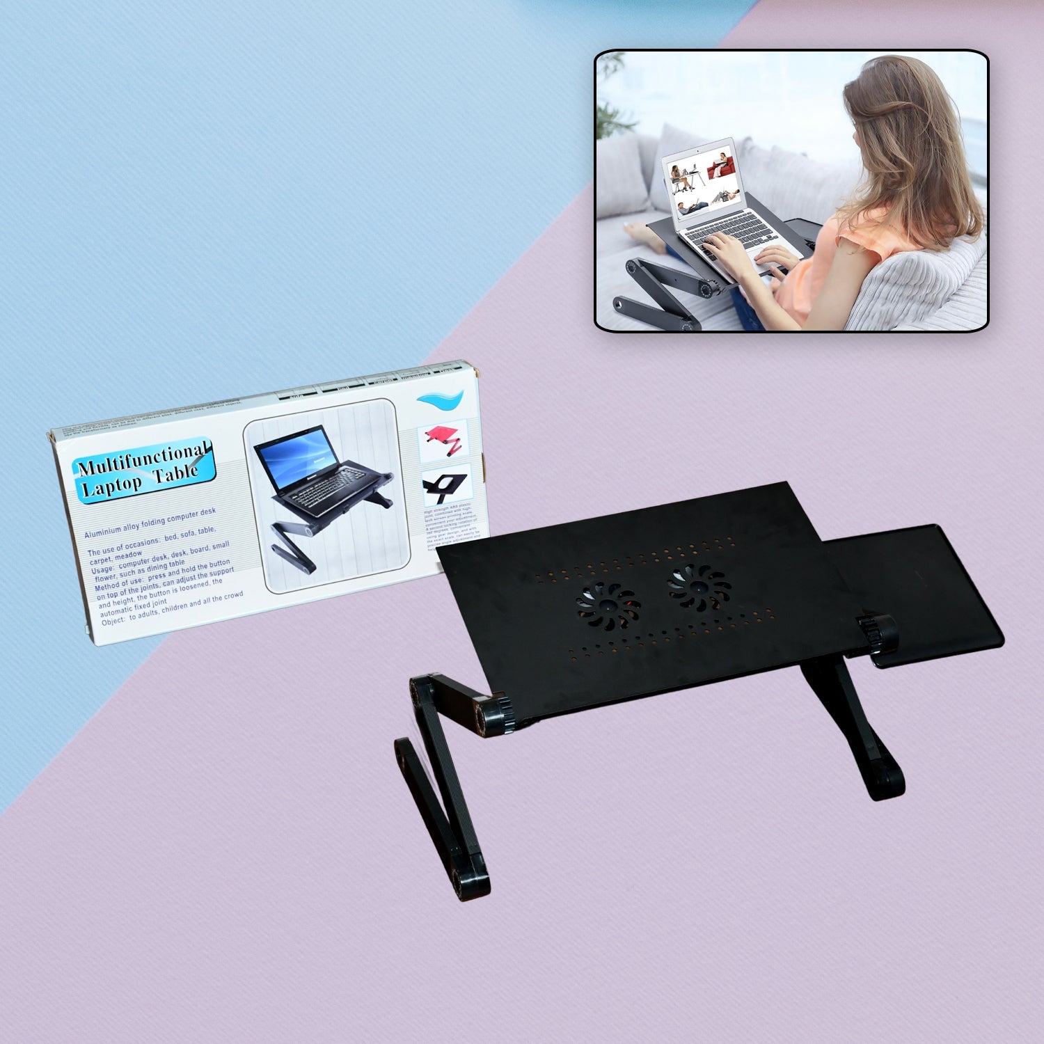 6925 Modern Style Portable Adjustable Foldable Laptop Holder Notebook Desks Lap PC Folding Desk Table Vented Stand 2 Built in Cooling Fans 6925 Modern Style Portable Adjustable Foldable Laptop Holder Notebook Desks Lap PC Folding Desk Table Vented Stand 2 Built in Cooling Fans